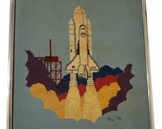 Framed CrossStitch Space Shuttle Launch