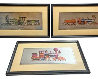 Set of Framed Silver Foiled Train Prints