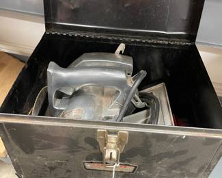 Vintage Craftsman circular saw with metal case