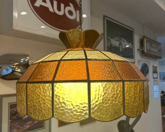 retro stained glass light fixture (on)