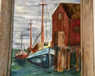 vintage oil on board painting 