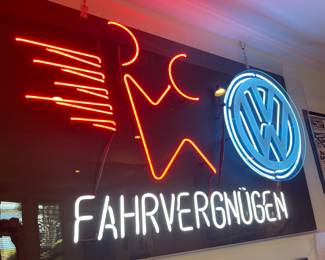 VW Fahrvergnugen neon sign 5’2” by 36” (under lucite case)
