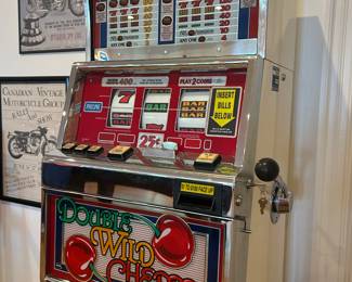 “Double Wild Cherry” slot machine by IGT, in very good working order with all the bells & whistles!