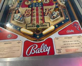 Bally “Evel Knievel” pinball machine, 1977, $2700.