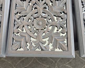 Set of 3 mirrored wood carving wall art