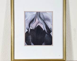 Lot #125 - Georgia O’Keeffe Lithograph Print “Black Iris” Modernist Flower Art Framed 17.5x21.5 Unsigned