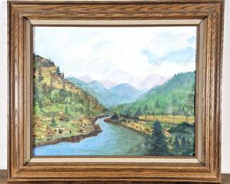 Lot #140 - Helen Rominger Original Oil Painting 1972 The Old Narrow Gauge Silverton Colorado Train - 21.5" x 25.5"