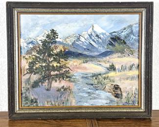 Lot #116 - Original Art Painting Signed by Artist J. Travis - Mountain Steam - Framed 21 x 17