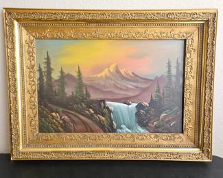 Lot #13 - Original Painting on Board with Ornate Gold Frame - Signed by Unknown Artist - 27" x 28" - Wall Art