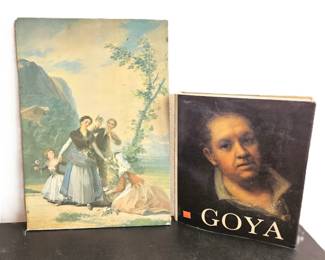 Lot #8 - GOYA: Stretched Canvas Reproduction of "La Primavera" 14x20 Plus Huge Coffee Table Book On Goya