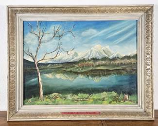 Lot #32 - Original Oil Painting by Elda Heidemann Framed Landscape Mountain Scene Art - 29x22