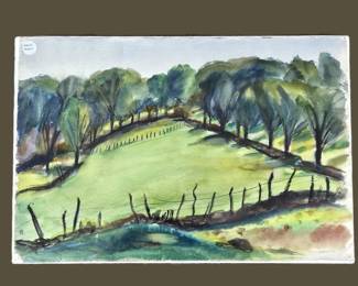 Lot #3 - Watson Bidwell (1904-1964) Original Watercolor Landscape Signed 1953 Colorado Modernist 23x16