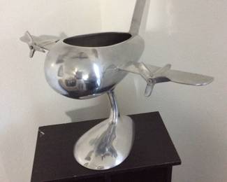 Large aluminum airplane candy bowl