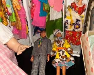 Barbies (2) with Ken, clothes