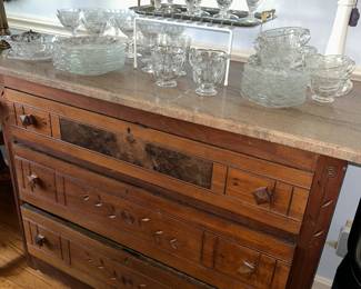 Antique Marble topped 3 drawer chest