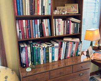 BOOKS held on a Vintage Ethan Allen  Shelf 