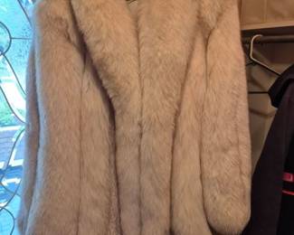 Blue fox fur coat.