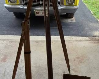 The car in the backround was what the hoist was used for.  The car is sold.  Surveyors equipment is for sale!