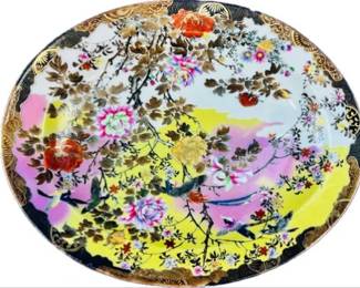 Japanese Old Kutani Porcelain Platter - Meiji Period - Signed