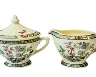 English Porcelain Creamer & Sugar - Immaculate Crown Ducal "Indian Tree"