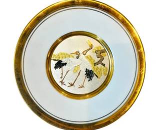 Vintage Japanese Floral Calendar Chokin Art Plate - Hamilton Collection