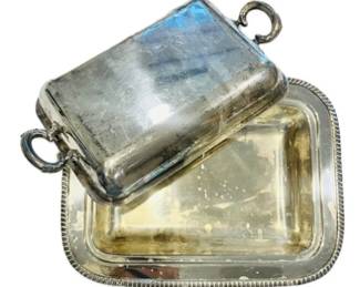 Heavy Old Silver Plate Covered Vegetable - Signed Glastonbury