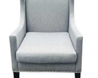 Gray Upholstered Chair With Bullet Trim