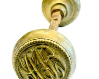 Fantastic Old Brass Monogrammed Door Knobs