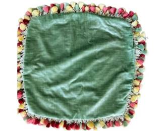 Luxurious Custom Green Velvet Pillow With Fringe - Approx 22"