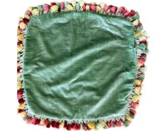 Luxurious Custom Green Velvet Pillow With Fringe - Approx 22"