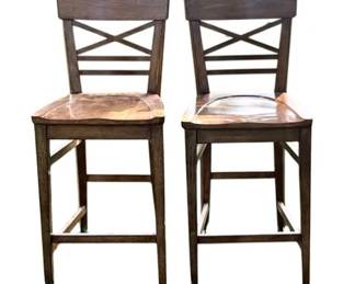 Ethan Allen Cross Back Counter Stools With Wood Seats