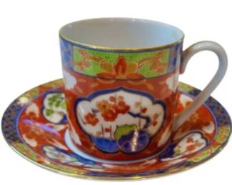 Takahashi Imari Porcelain Demitasse Espresso Cup & Saucer