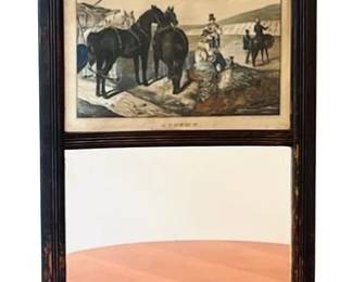 Vintage Wooden Framed Mirror With Autumn Picture