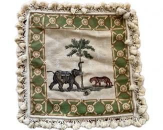 Needlepoint Pillow With Fringe - Approx 20"