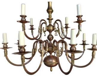 Chandelier - Dutch Neoclassical Style Brass With Patina