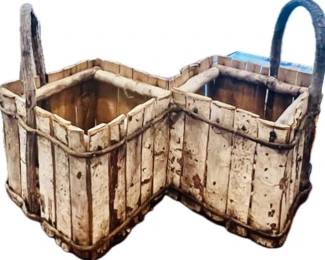 Vintage Birch Bark & Grapevine Adirondack Style Basket