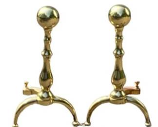 Ball Brass Fireplace Andirons