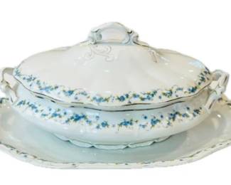 Austrian Porcelain Covered Terrine & Matching Platter - Three Piece Set