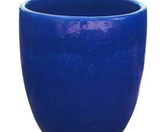 Blue Painted Terra Cotta Planter