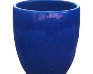 Blue Painted Terra Cotta Planter