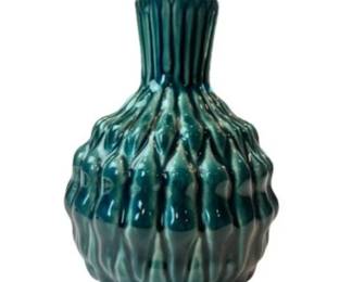 Teal Stoneware Vase - Signed