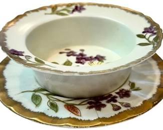 Vintage Kalk Porcelain E. Germany Condiment Mint & Nut Cups & Saucers Handpainted