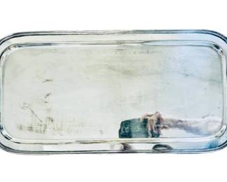 Large Silver Plate Serving Tray Wit