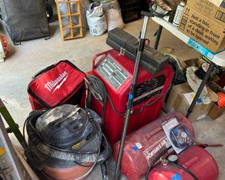 Portable air tanks with accessories, AC stick welder, etc
