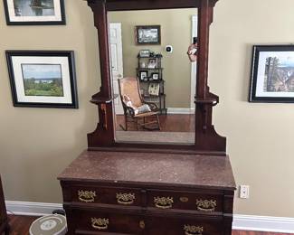 Antique marble top dresser w mirror