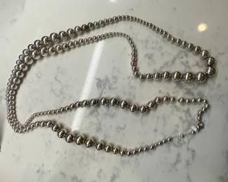Long Robert Lee Morris sterling graduated ball necklace 