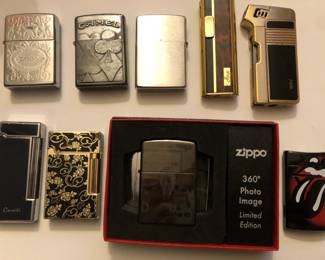 Vintage zippo; colibri; cigar; camel; st dupont lighters