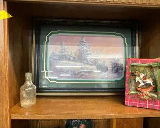 Home Interiors Print - Animated Diorama Santa on Rocking Horse Lighted Action Gift Bag