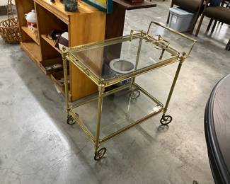 Brass & Glass Bar or Tea Cart