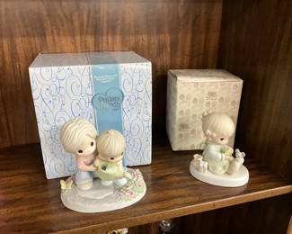 Precious Moments Enesco Figurines - "My Love Blooms for You" & "Love is King"
